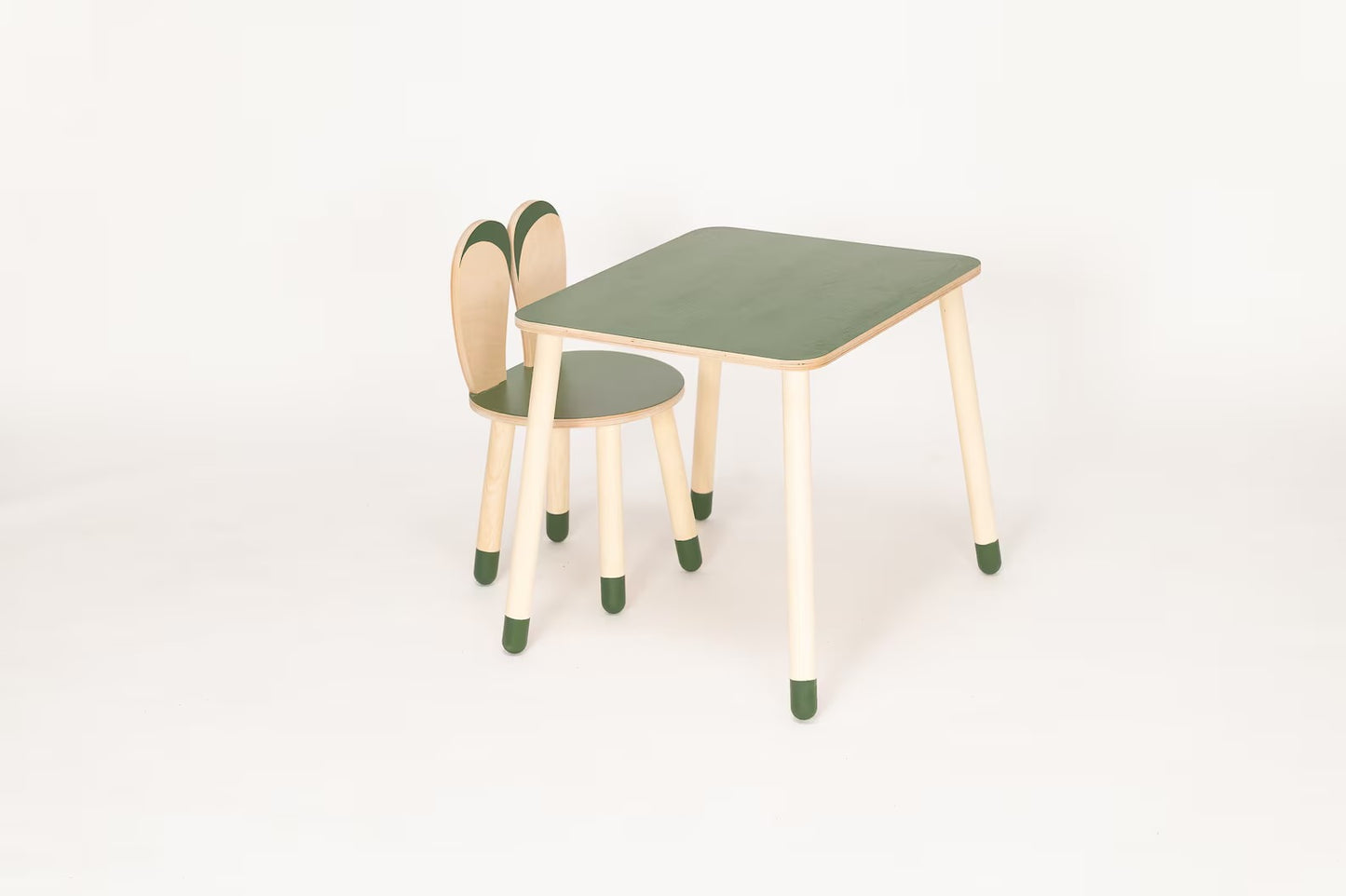 Toddler Wooden Bunny Chair and Table Set: Birch Plywood Furniture
