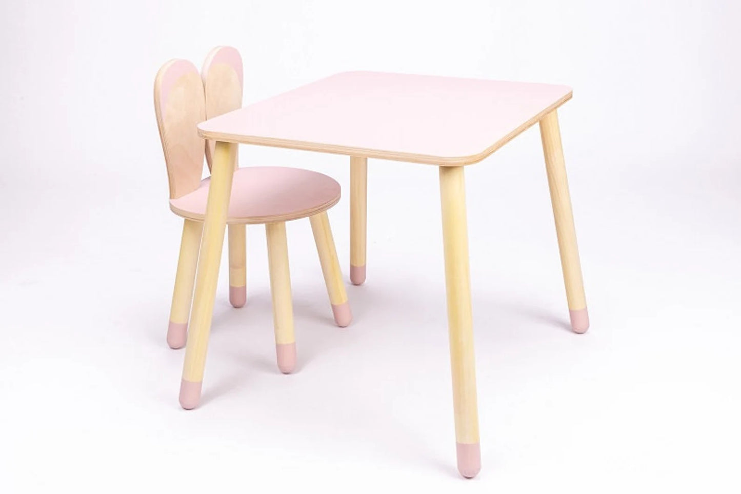 Toddler Wooden Bunny Chair and Table Set: Birch Plywood Furniture