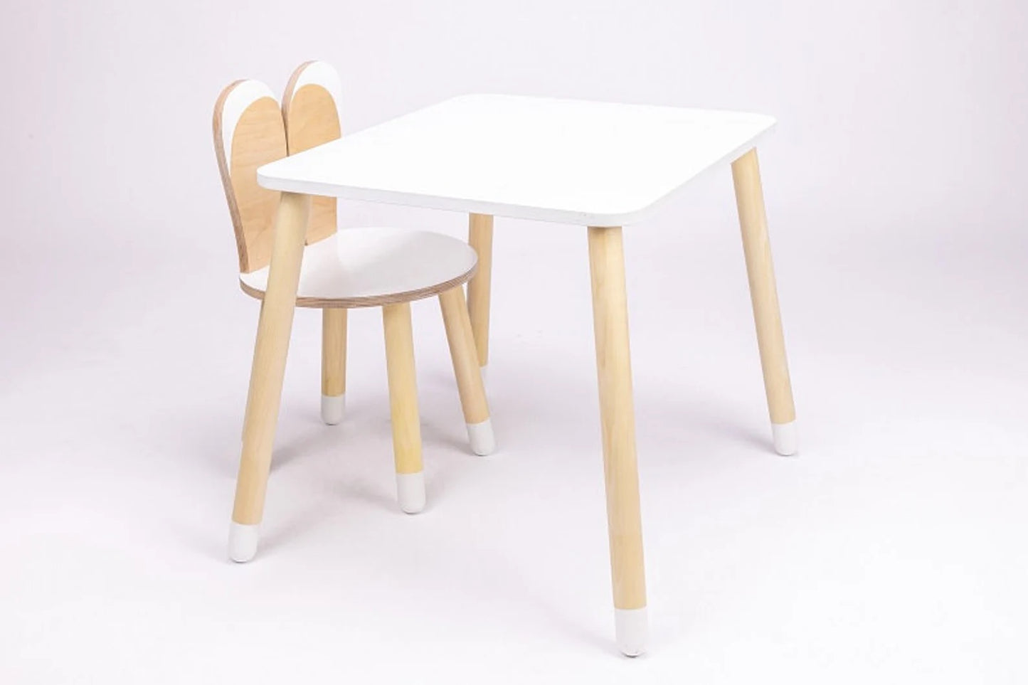 Toddler Wooden Bunny Chair and Table Set: Birch Plywood Furniture