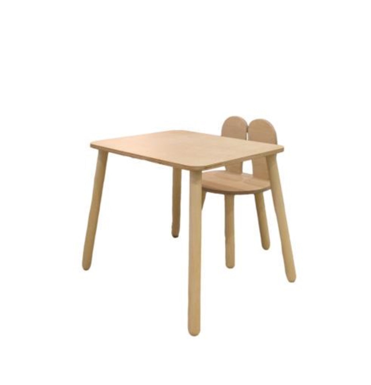 Toddler Wooden Bunny Chair and Table Set: Birch Plywood Furniture