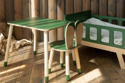 Birch Plywood Toddler Table and Bunny Chair Set