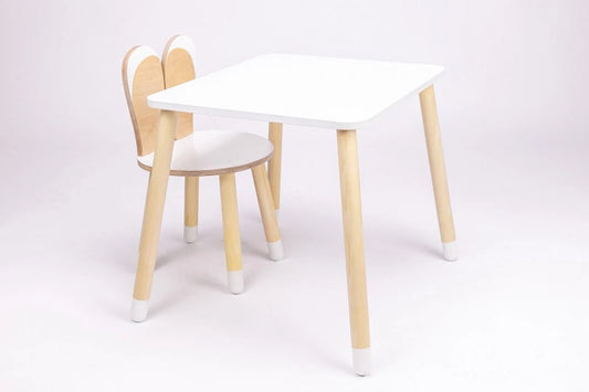 Toddler Wooden Bunny Chair and Table Set: Birch Plywood Furniture